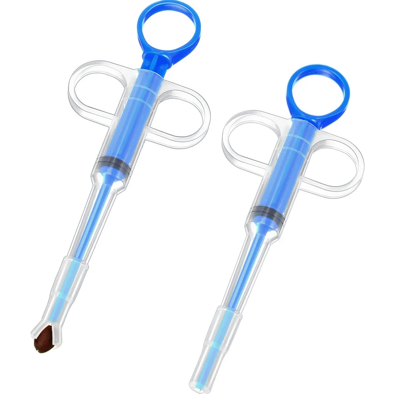 Nuanchu - 2 pièces Pistolet d’administration de pilules pour petits animaux (Bleu)