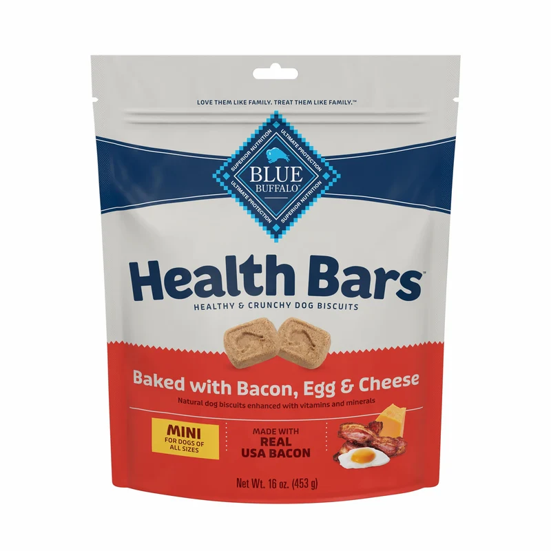 Blue Buffalo Health Bars Mini – Biscuits Crunchy pour Chiens au Bacon, Œuf & Fromage | 16 oz