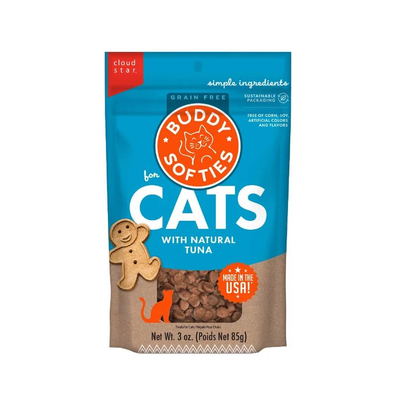 Buddy Biscuits 3 oz – Friandises sans céréales pour chats, moelleuses au thon naturel
