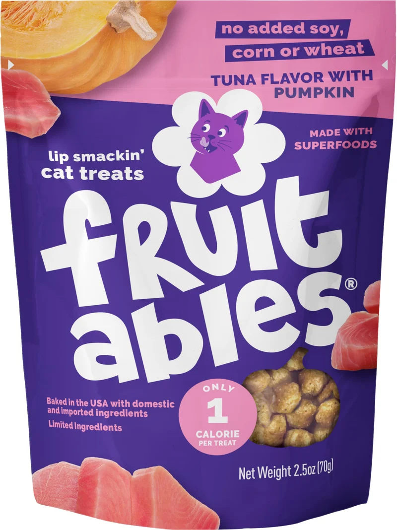 Fruitables Friandises pour Chats – Thon et Citrouille, Faibles Calories, Sans Blé Maïs Ni Soja – 2,5 oz