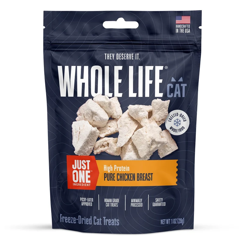 Friandises pour chats au poulet lyophilisé Just One – Haute protéines, qualité humaine, fabriqué aux États‑Unis – 1 oz