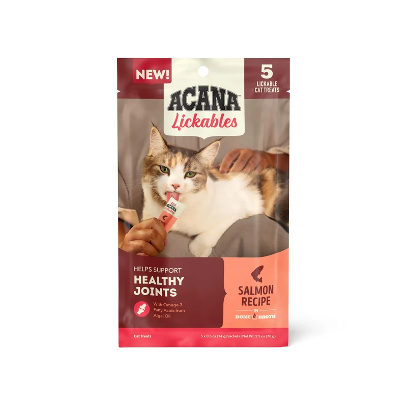 ACANA Friandises Léchables pour Chat au Saumon — Tubes 0,5 oz (5 pièces)