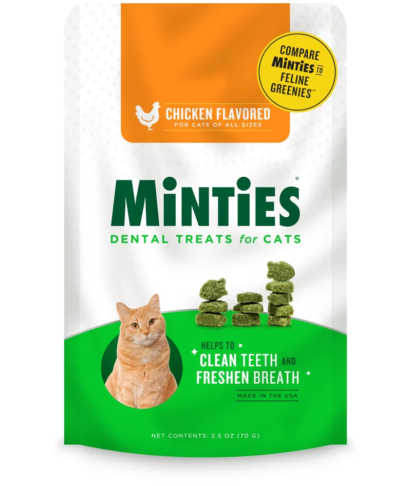Minties – Friandises dentaires pour chats au poulet — Haleine fraîche et contrôle du tartre, 2,5 oz