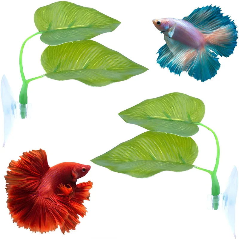 Jouets Betta – 2 hamacs-feuilles, décor d’aquarium pour repos et jeu