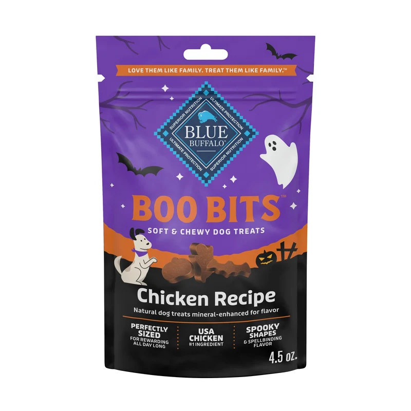 Blue Buffalo Boo Bits – Friandises Chien Douces et Moelleuses pour Fête d'Halloween, Saveur Poulet, 4,5 oz