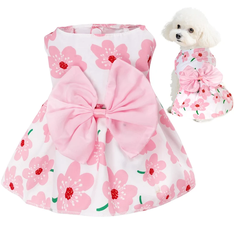 choyaxo Robe florale pour chien — Robe d'été légère pour petits chiens et chats