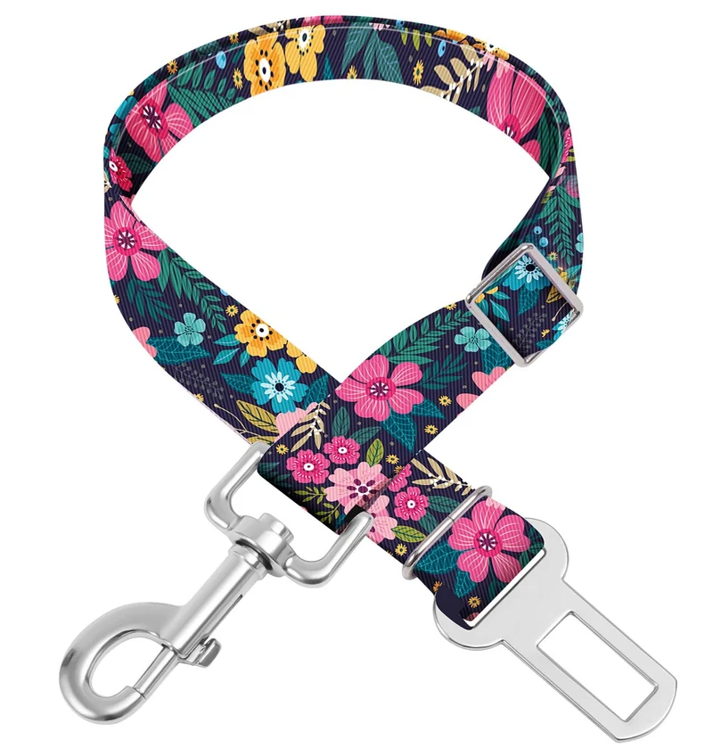 HCYPCV Ceinture de sécurité pour animaux ajustable voiture – Lanière florale 20 à 33 pouces