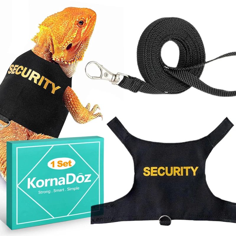 KornaDoz Harnais et Laisse Anti-Echappement pour Reptiles – Dragon Barbu & Petits Reptiles – Extérieur