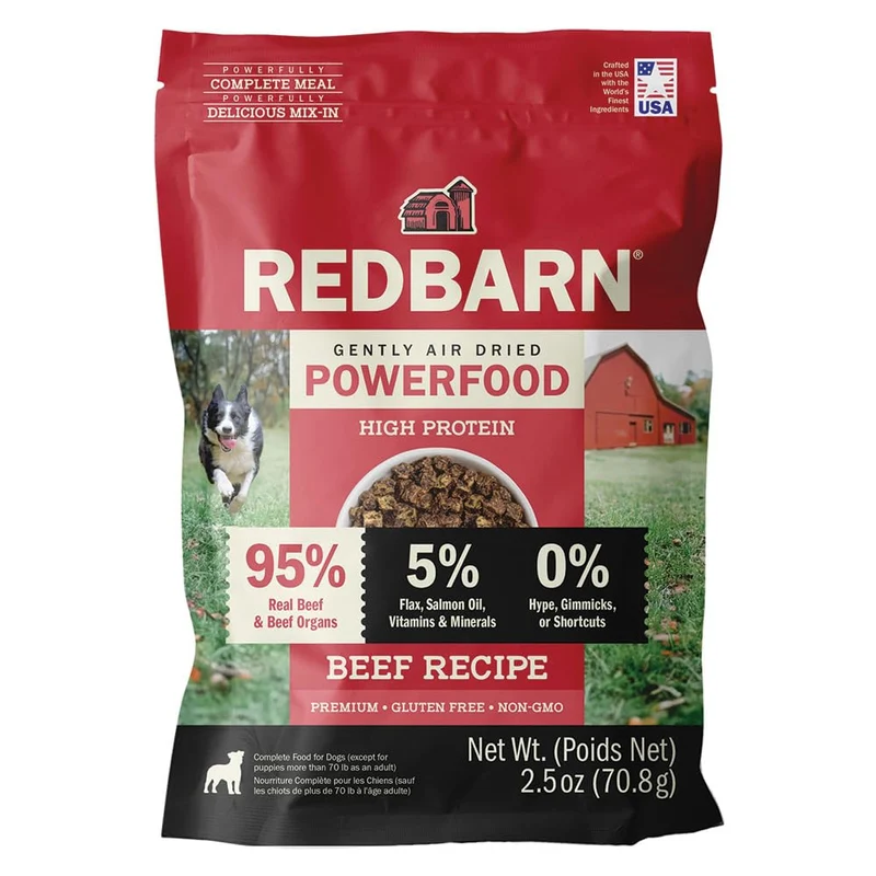 Redbarn Powerfood Chien — Alimentation Air Séché 95% Boeuf & Organes, Sans Céréales, 2,5 oz