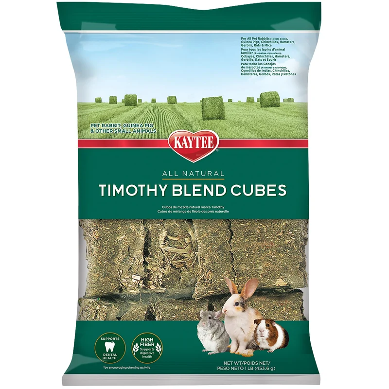 Kaytee Cubes Foin Timothy Mélange — Blocs pour Lapins, Cochons d'Inde et Chinchillas | 1 Livre