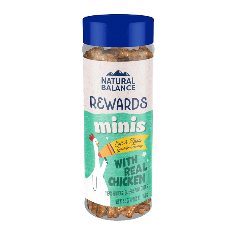 Natural Balance Mini Récompenses – Ingrédients Limités au Poulet, Sans Céréales, Friandises d'Entraînement pour Chiens | Boîte de 5,3 oz