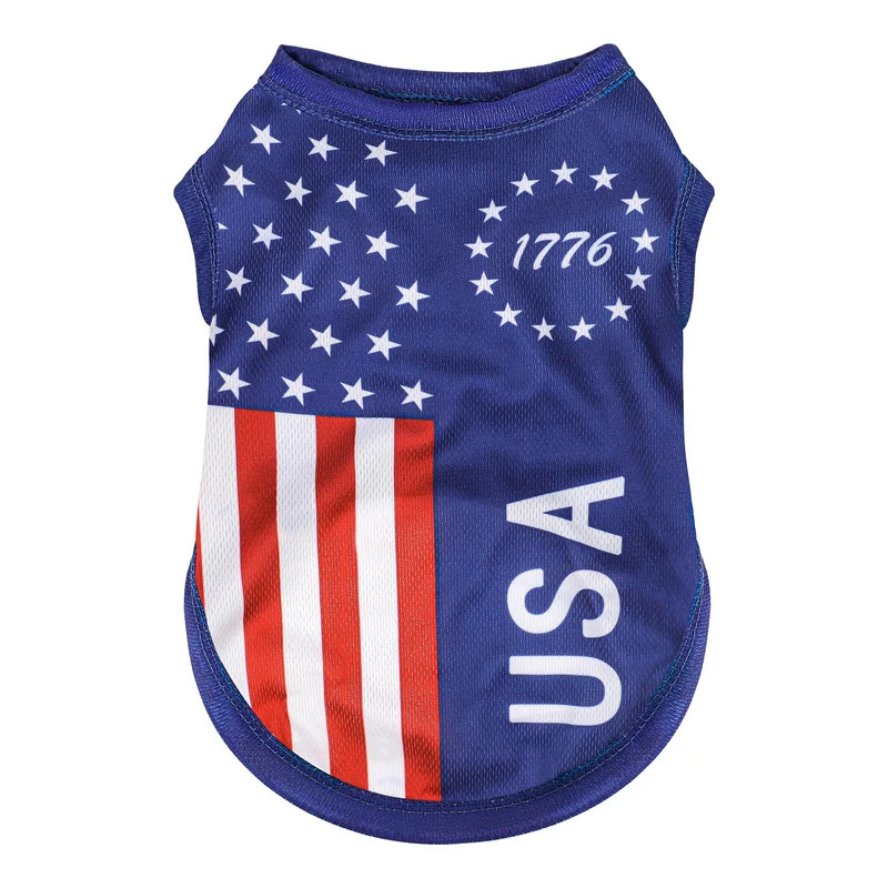 Paiaite Gilet Chien Drape Américain Sans Manches – T-shirt Bleu USA, Confort Quotidien (Taille M)