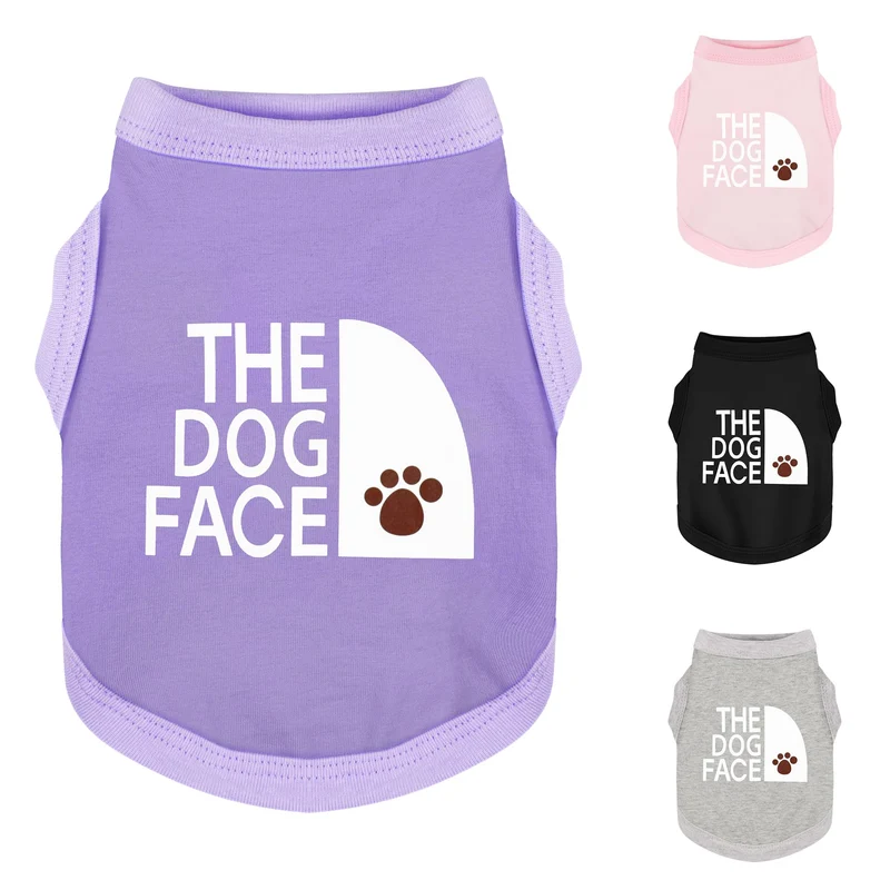 Paiaite – Haut pour chien en coton léger violet avec impression visage-chien | Tailles XS à M