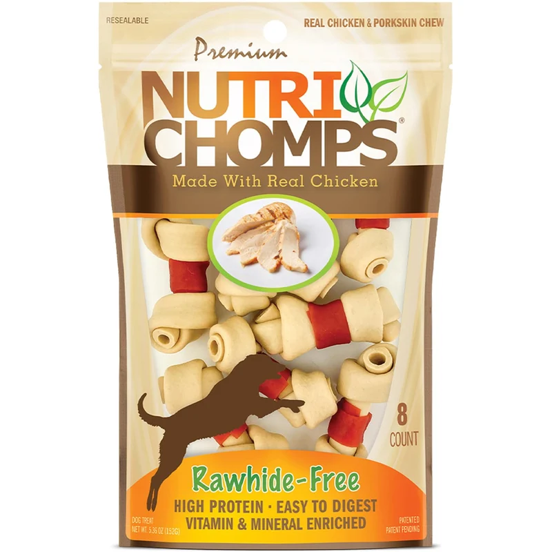 NutriChomps Noeud Chien 2,5 Pouces – Digestible, Durable, Friandise Sans Peau Brute Saveur Poulet