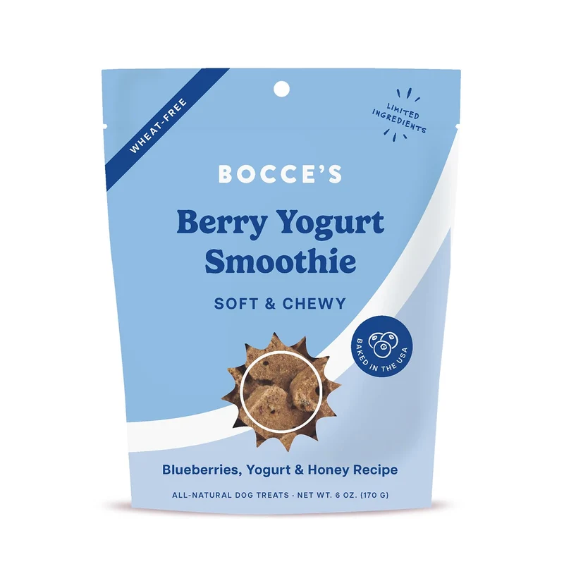 Friandises Berry Smoothie Bien‑Être pour Chiens – Bocce’s Bakery, Sans Gluten, Ingrédients Réels, Cuites aux États‑Unis, 6 oz