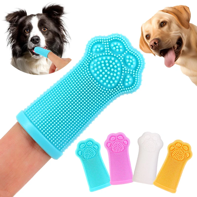 dlnope Doigt-brosse pour chien – Kit 4 pièces, nettoyage dentaire et massage des gencives