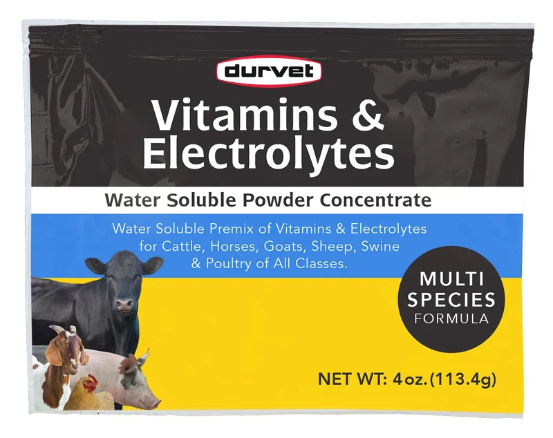 Durvet Vitamines et Électrolytes Concentré, 113,4 g (4 oz) – Pour Animaux | Durvet