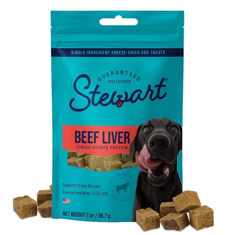 Stewart Friandises Foie de Boeuf 100% Séché – Sachet 2oz (~45 Morceaux), 50% Protéines, Sans Céréales