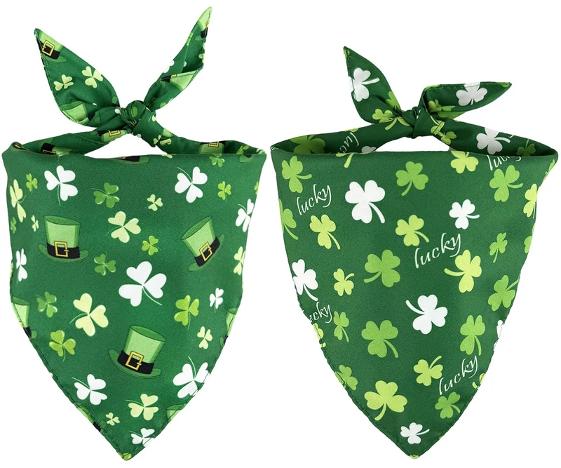 LosFong Bandanas Saint-Patrick pour Chiens – Lot de 2 Pièces Réversibles