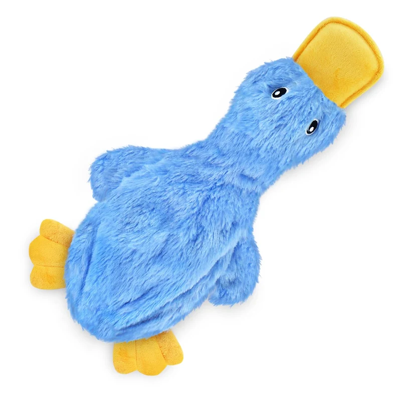Jouet à mâcher interactif pour chiens Best Pet Supplies – Canard fripé bleu, Grand, qui crisse