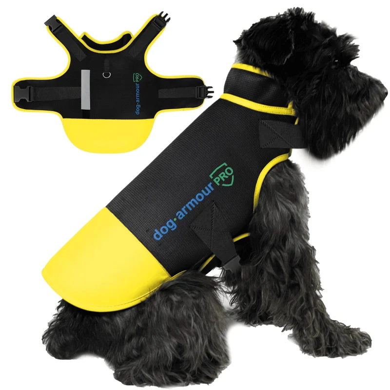 Dog Armour PRO Harnais Protecteur pour Chien – Réglable, Étanche, Réfléchissant (Jaune, Large)