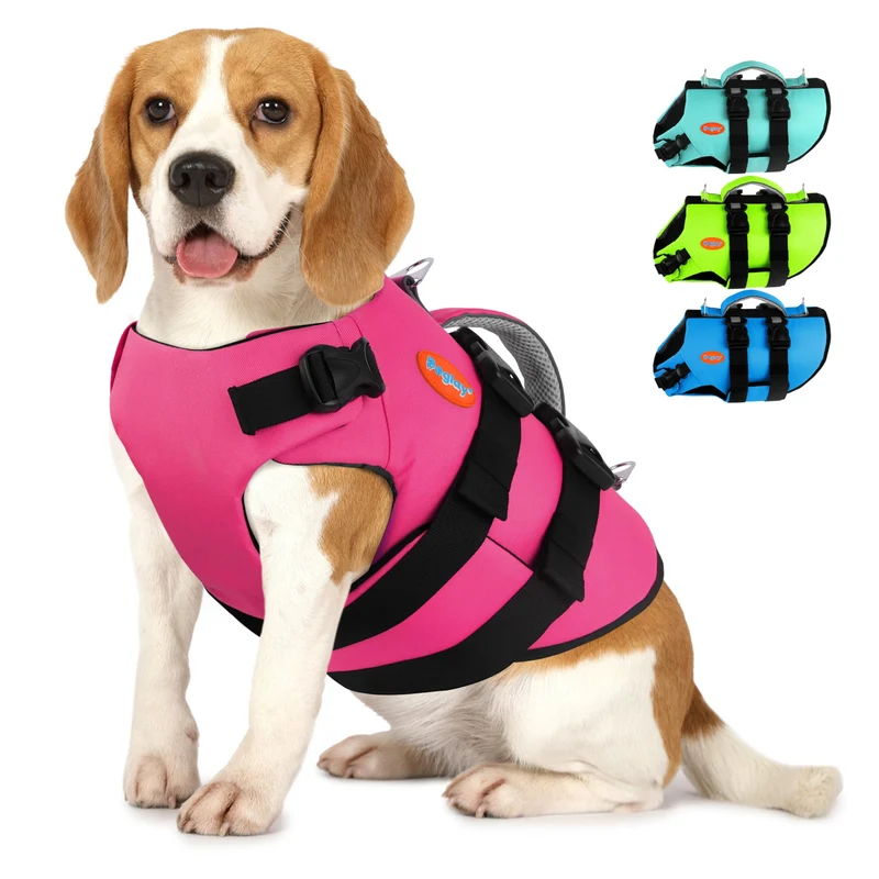 Doglay Gilet de Sauvetage Chien en Néoprène – Flottaison Élevée, Poignée et Boucles Réglables