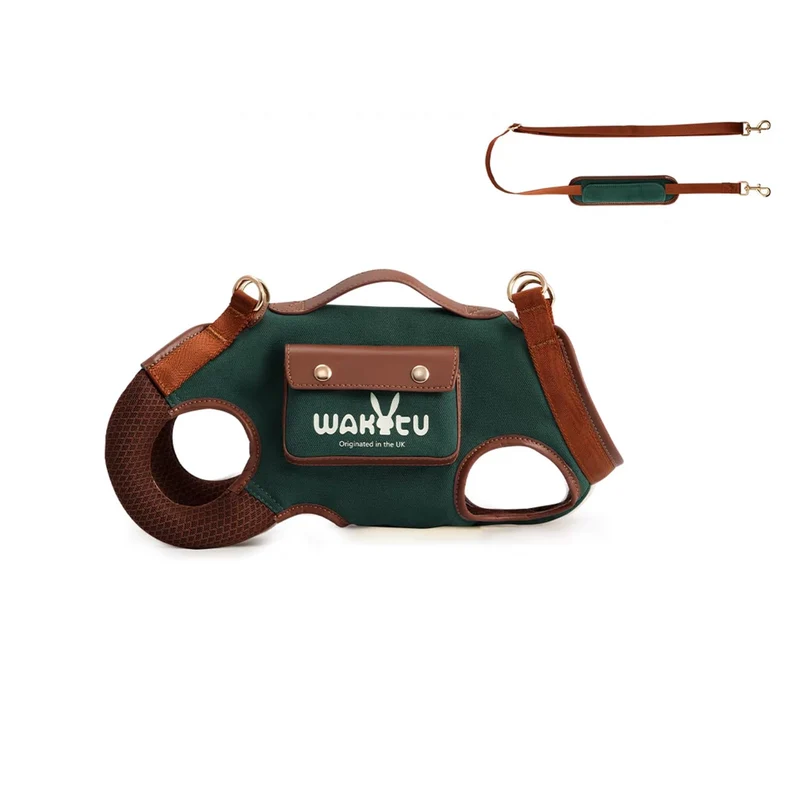 Harnais pour chien Wakytu – Transport confortable avec poche gourmande (Vert, Taille L)