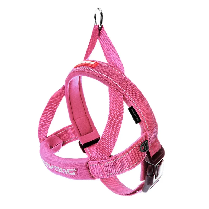 Harnais pour chien EzyDog Quick Fit – Anti-tirage, Réglable, Réfléchissant et Néoprène (M, Rose)