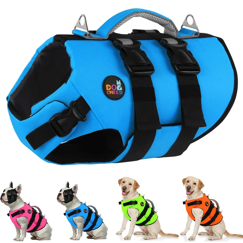 Dogcheer Gilet de Vie pour Chien — Harnais Flottant Néoprène Bleu, Taille S
