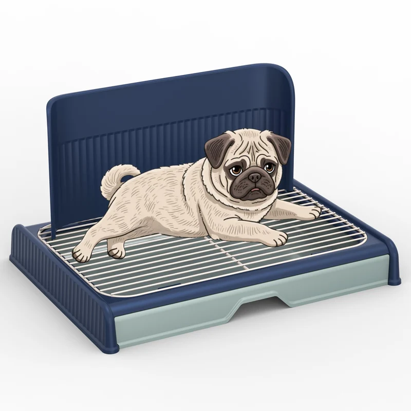 Kola Panda Bac Toilette Chien à Haut Mur Bleu – Grille Maille et Pieds Anti-glisse