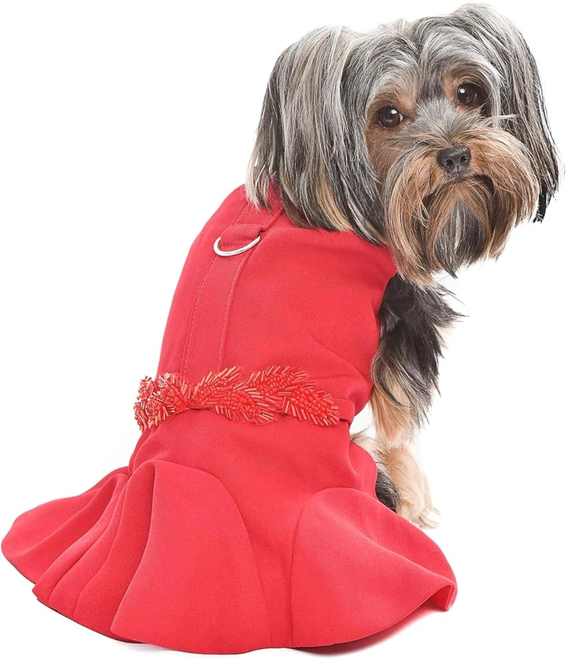 Robe rouge Parisian Pet pour chien — élégante tenue légère pour grandes tailles et occasions festives