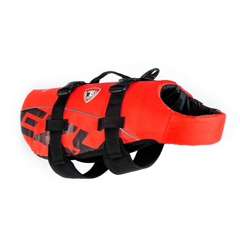 Gilet de natation EzyDog DFD pour chien — flottabilité accrue, poignée et détails réfléchissants — Taille M, Rouge