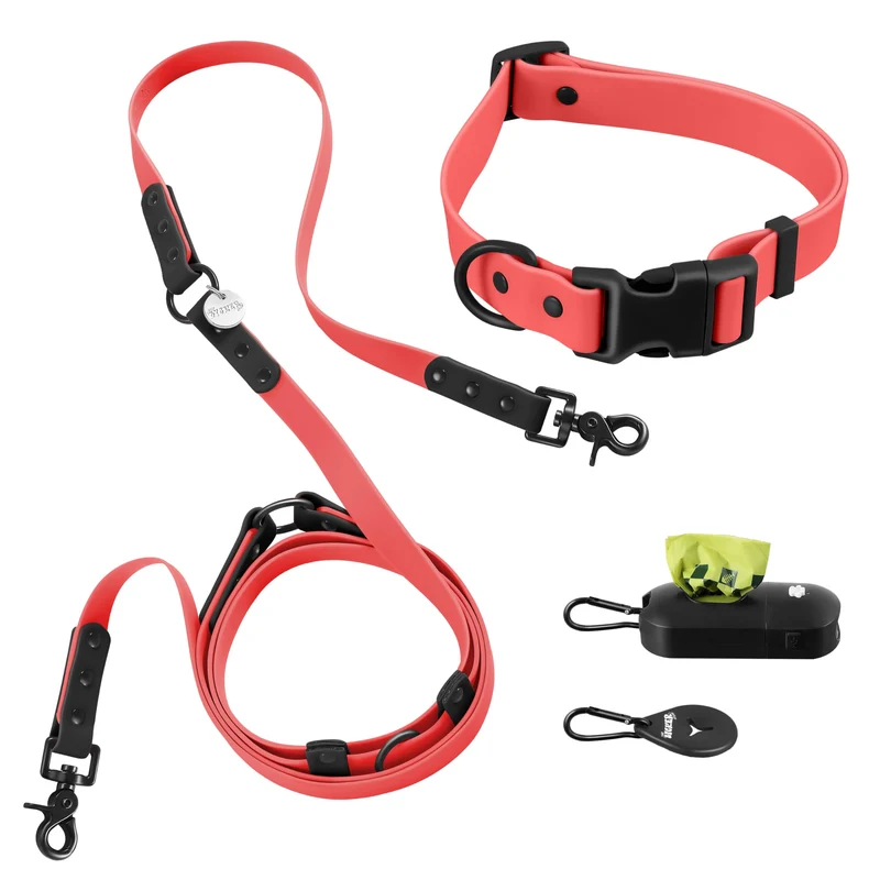 THE LICKER STORE WLK1006M-5SET Luna Large – Laisse mains libres 6-en-1, LED rechargeable, porte-sacs