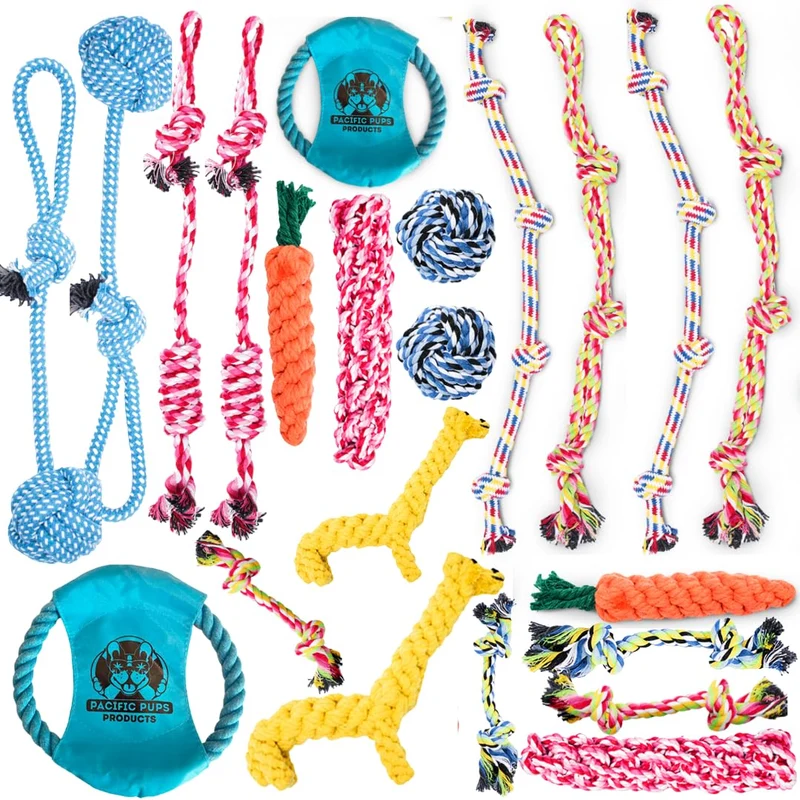 Pacific Pups Products - Lot de 11 jouets corde pour chien moyen (2 packs)
