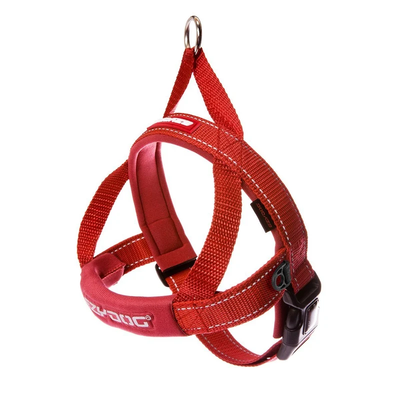 Harnais EzyDog Quick Fit – Pas de tirage, Ajustable et Réfléchi (XS, Rouge)