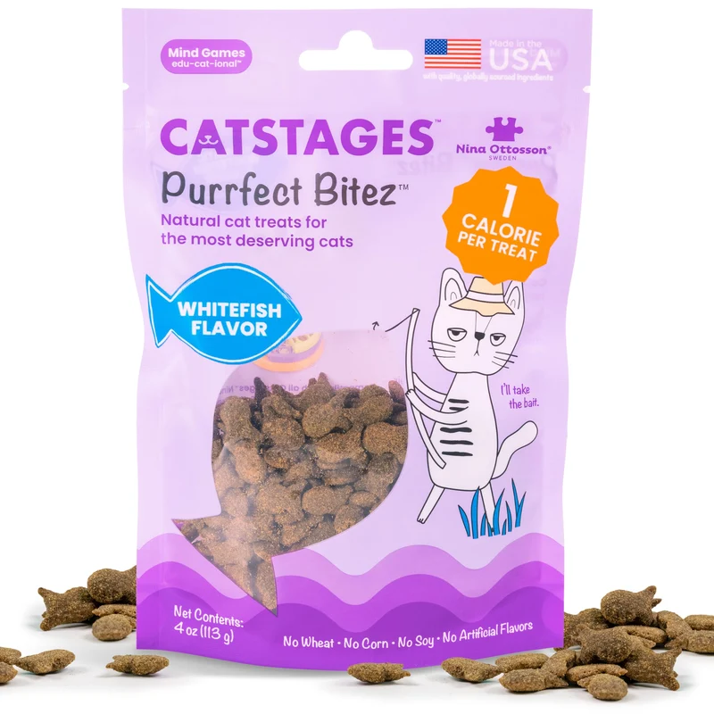 Catstages Purrfect Bitez – Friandises croquantes au poisson blanc, 4 oz, fabriqué aux États-Unis