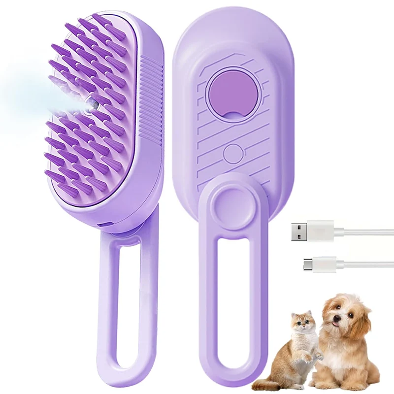 3 en 1 Brosse Vapeur pour Chats – Grooming, Dépoils et Anse Pliable