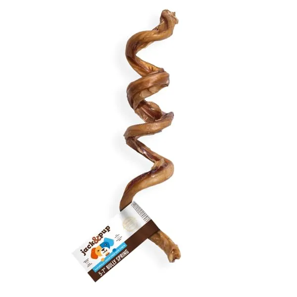 Jack&Pup Bully Springs pour chiens | Bâtons spirales 7 pouces, longue durée, stimulant et sans odeur (1 unité)