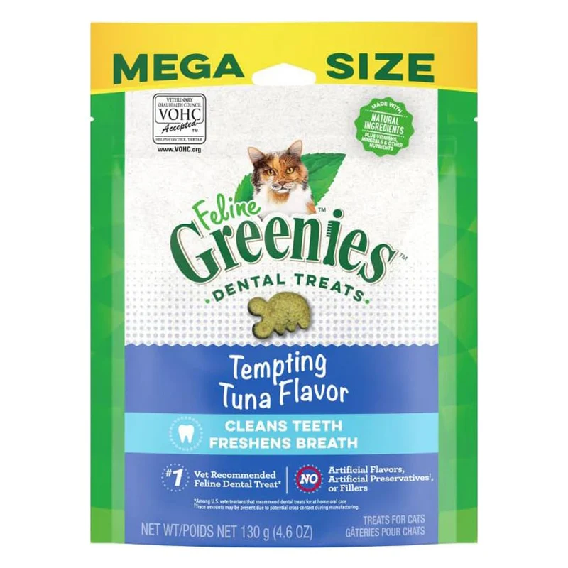 Greenies Friandises Dentaires pour Chats – Thon, 4,6 oz, Recommandé par les Vétérinaires