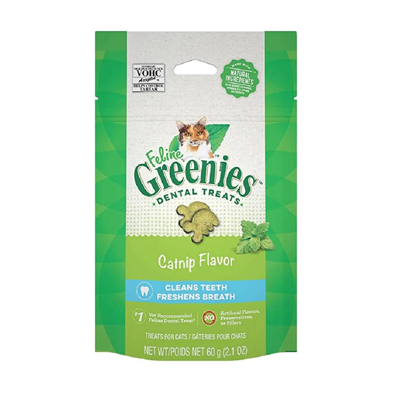 Friandises dentaires Greenies pour chats adultes – Saveur catnip, sachet 2,1 oz