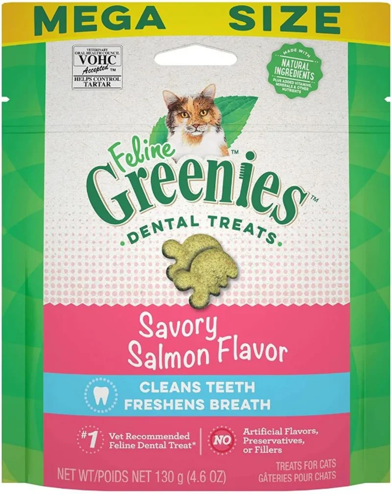 Greenies Friandises Dentaires pour Chats au Saumon – Saveur Savoureuse, 4,6 oz