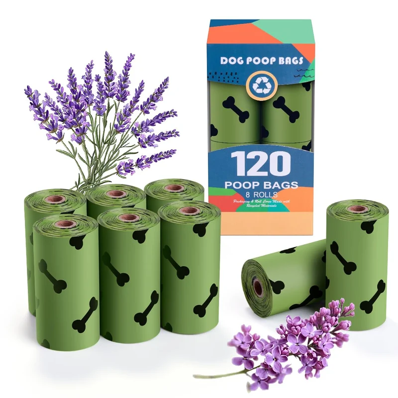 RMancipate Sacs Crottes Chien Lavande – 120 Sacs Biodegradables, Format 23x33 cm, Anti-Fuite, Parfum Lavande