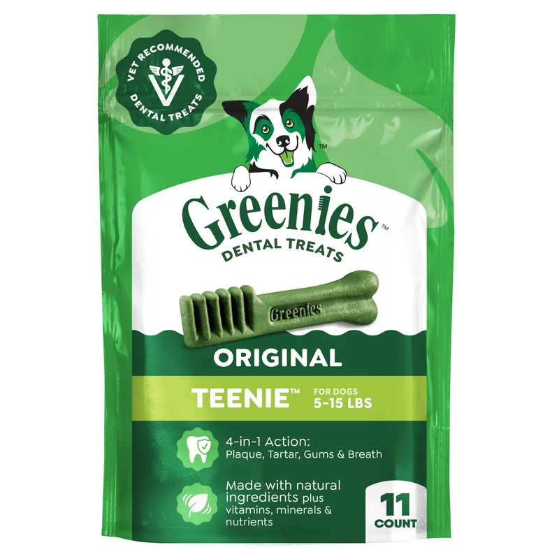 Greenies Bouchées Dentaires Naturelles pour Chiens Adultes – Petite Taille, Saveur Originale, Lot 11 (3 oz)