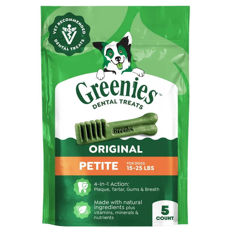 Greenies Friandises Dentaires Pour Chiens Adultes – Petite Taille, Saveur Originale, Lot de 5 x 85 g