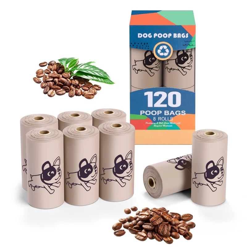 RMancipate Sacs à crottes pour chiens Parfum Café – 120 Sacs biodégradables, extra épais et Compostables