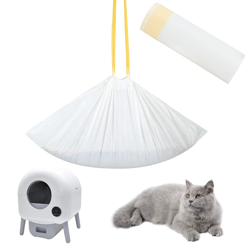 Juomid Sacs Litière à Cordon 26,4 x 16,5 po – Lot de 20, Résistants et Étanches, pour boîtes auto-nettoyantes (13-15 gal)