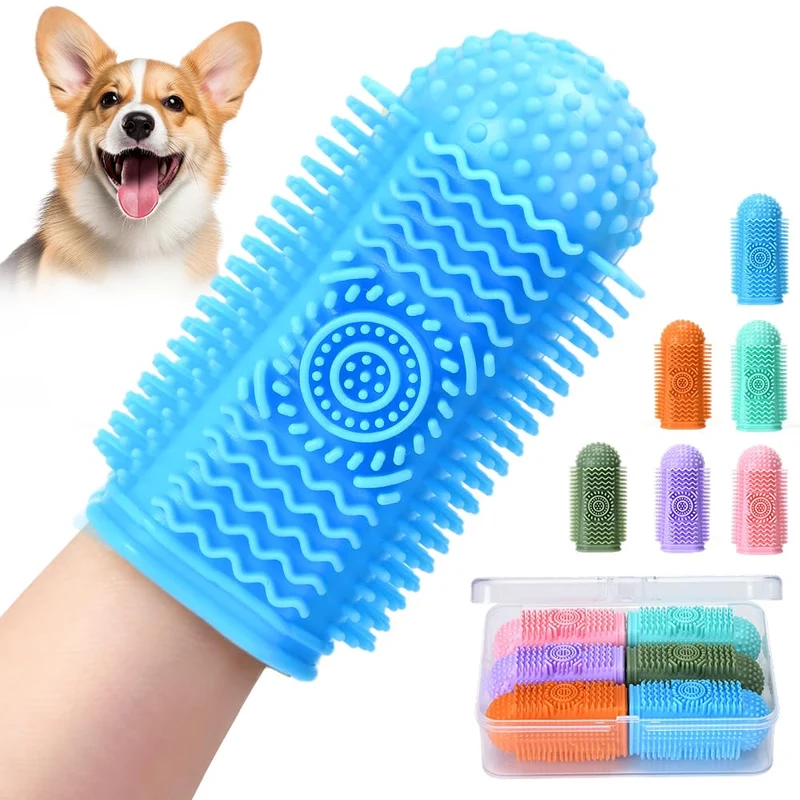 Sarnxgr Kit Brossage Dents 360° en Silicone – 6 Pièces pour Chiens et Chats
