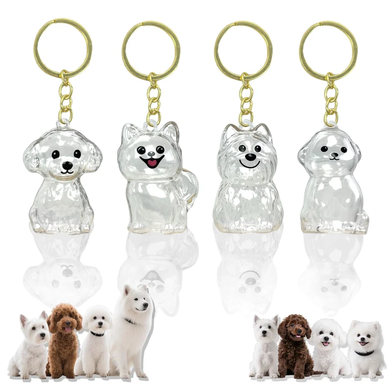 Generic Lot de 4 Porte-clés Poils de Chien – Bouteille Souvenir et Accessoire Memorial