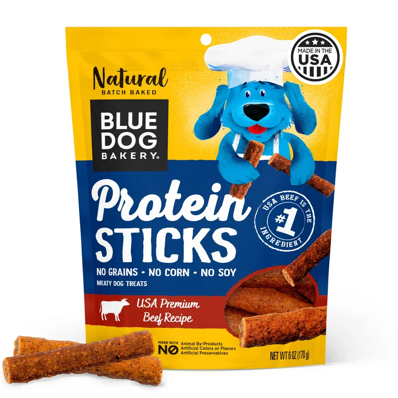 Blue Dog Bakery – Batonnets Proteines de Viande Sechee au Boeuf (USA), Sans Cereales, 170 g