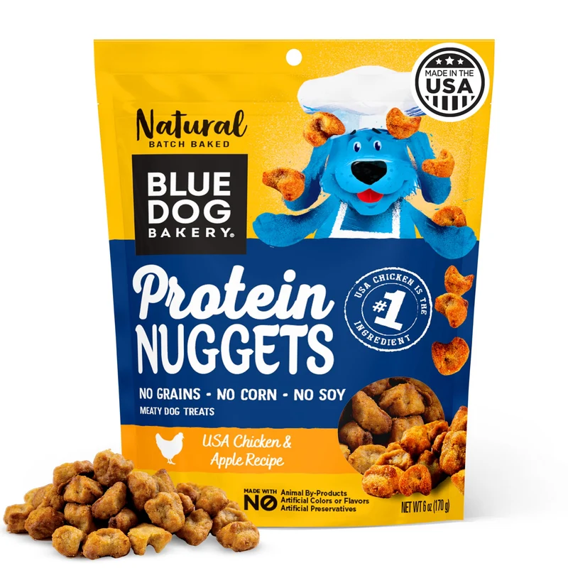 Blue Dog Bakery Protéine Jerky Nuggets – Poulet et Pommes, 6 oz, Sans Céréales, 1er Ingrédient Poulet, Fabriqué aux États‑Unis